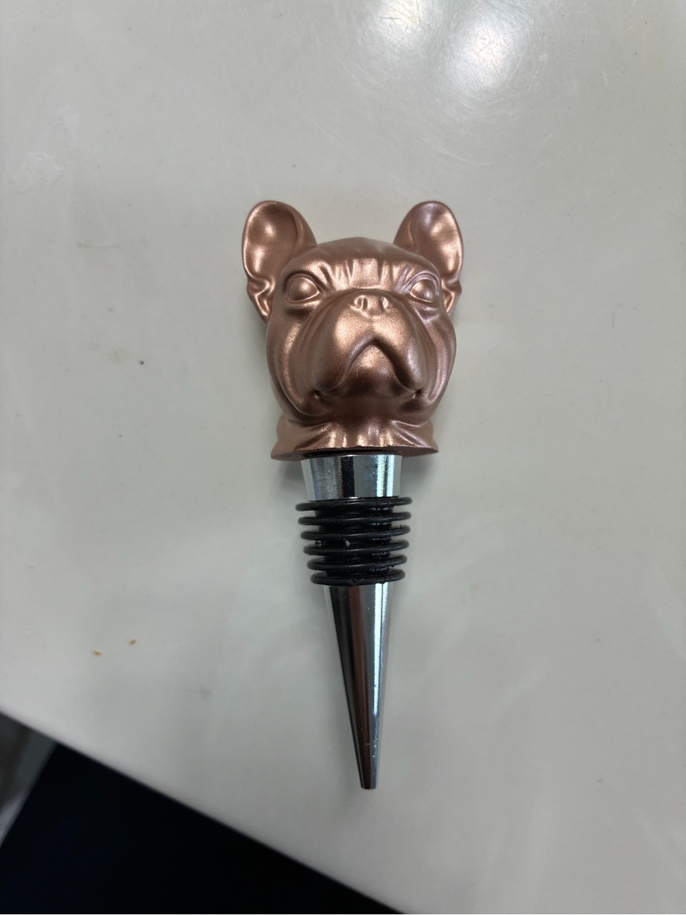 Metal Bulldog Head Wine Bottle Stopper - Rose Gold